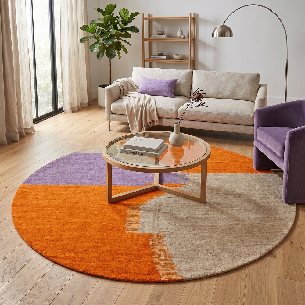 RoundMoroccanKilimRug_ModernAbstractWeave_1