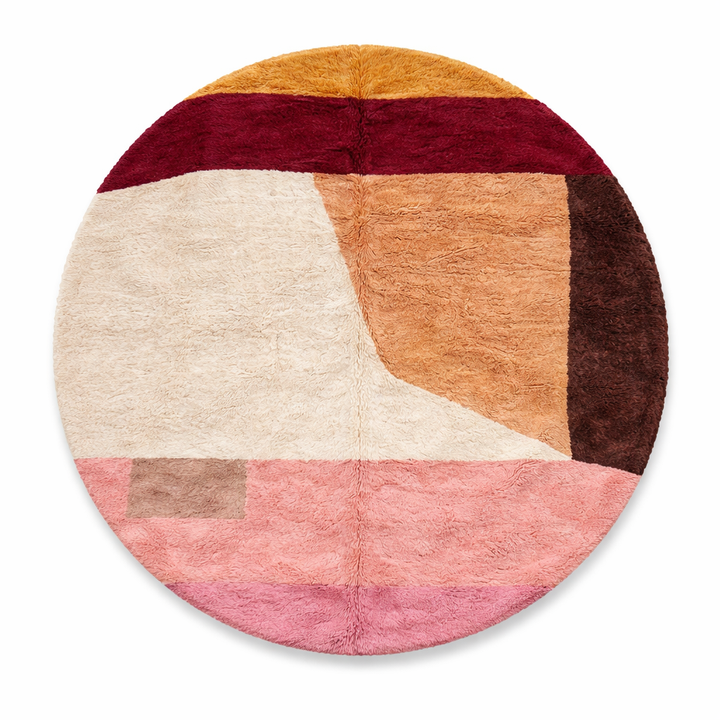 round color block moroccan wool rug modern abstract berber shag rug
