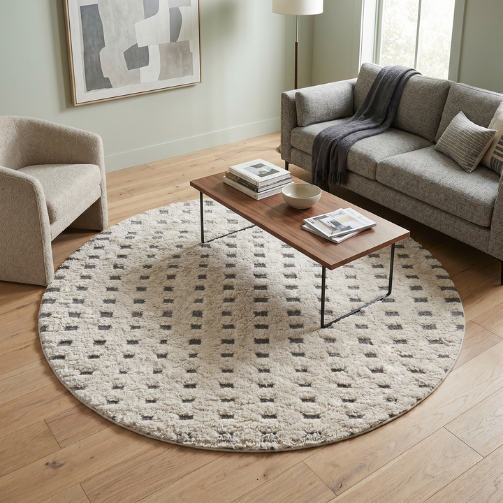 round cream moroccan wool rug beni ourain minimalist berber shag rug