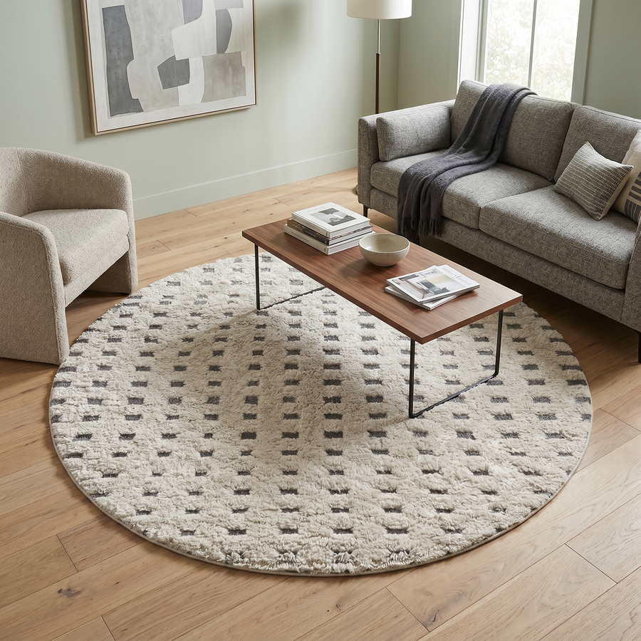 round cream moroccan wool rug beni ourain minimalist berber shag rug