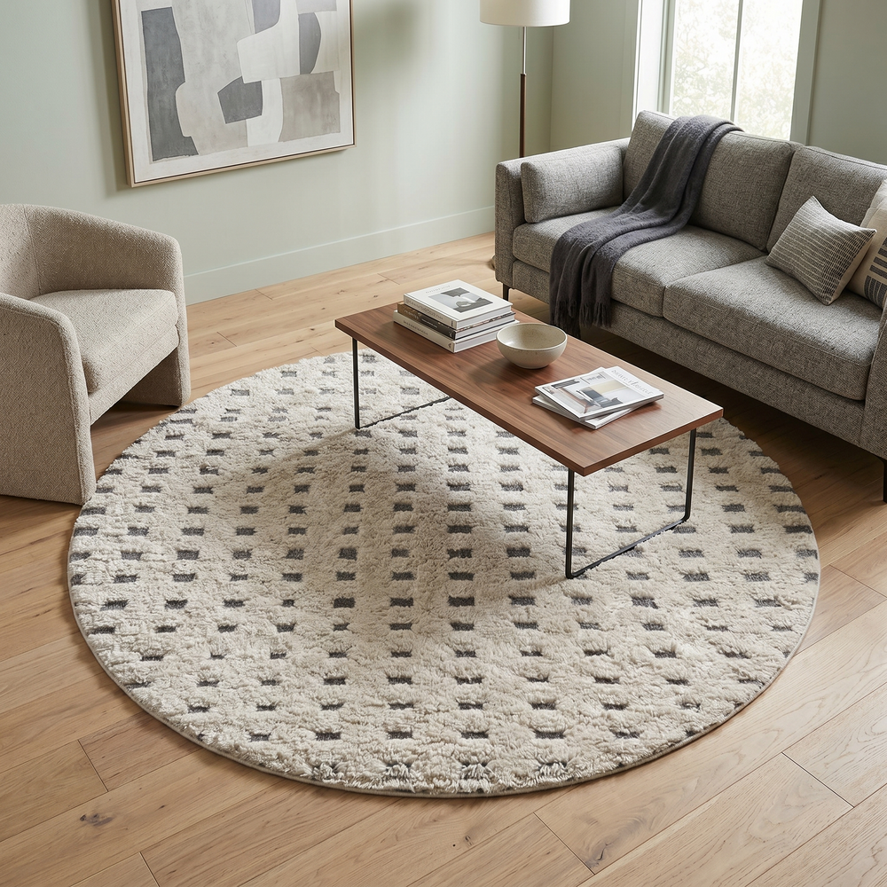 round cream moroccan wool rug beni ourain minimalist berber shag rug