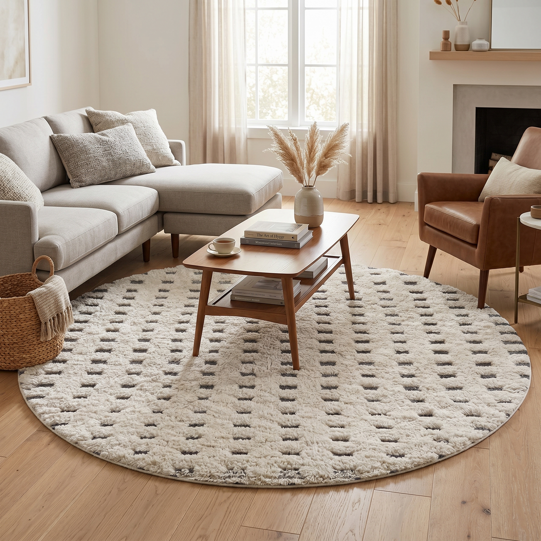 round cream moroccan wool rug beni ourain minimalist berber shag rug
