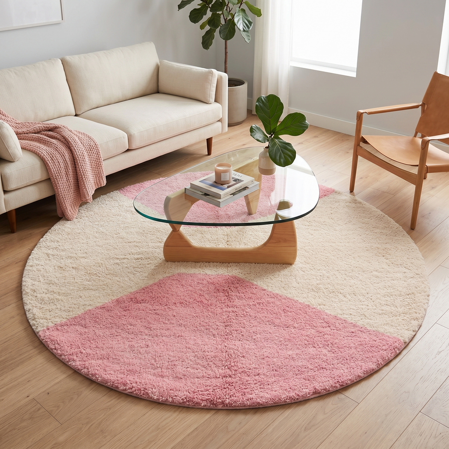round pink moroccan wool rug luxury boho shag round rug