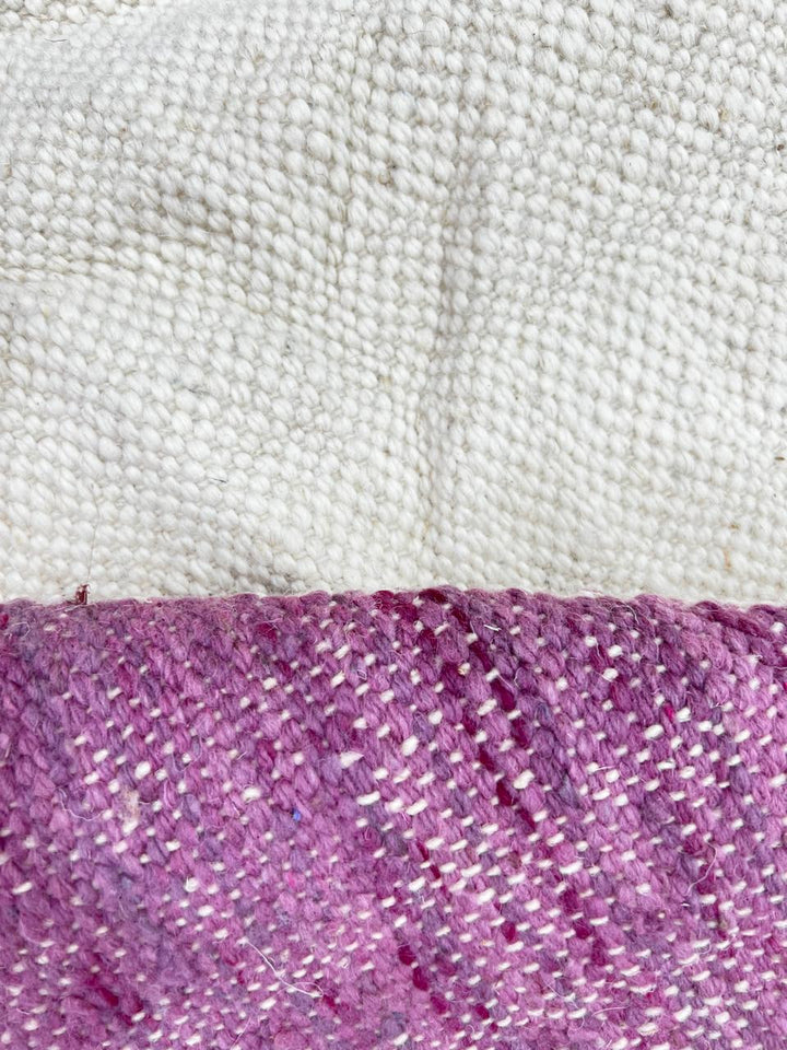 Handwoven Moroccan flatweave wool rug in sage green, lavender, and beige – geometric kilim Berber carpet