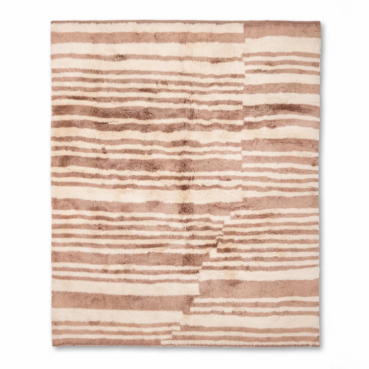 Striped Moroccan Wool Rug – Beige Tones & Modern Lines