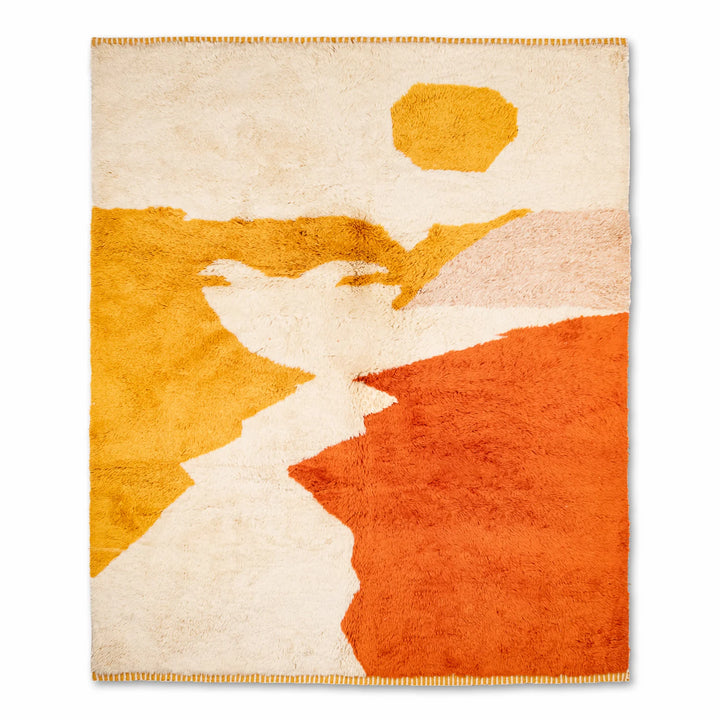 Sunset Landscape Moroccan Rug in Warm Terracotta and Ochre Tones