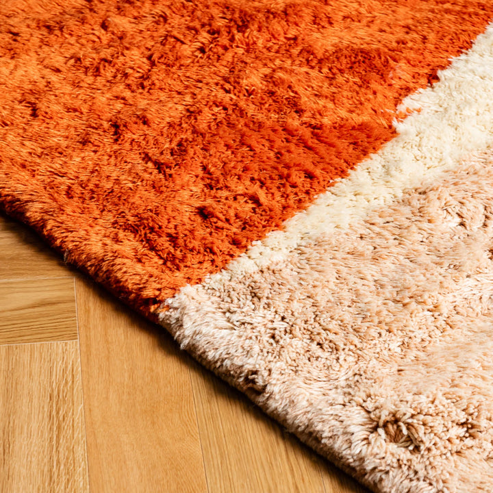 Sunset Landscape Moroccan Rug in Warm Terracotta and Ochre Tones