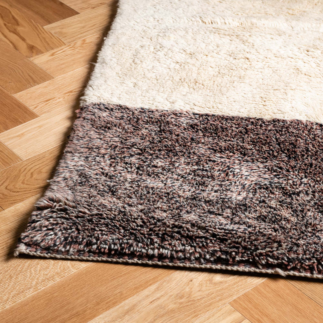 Sunset Mountain Abstract Beni Mrirt Rug in Rose and Earth Tones