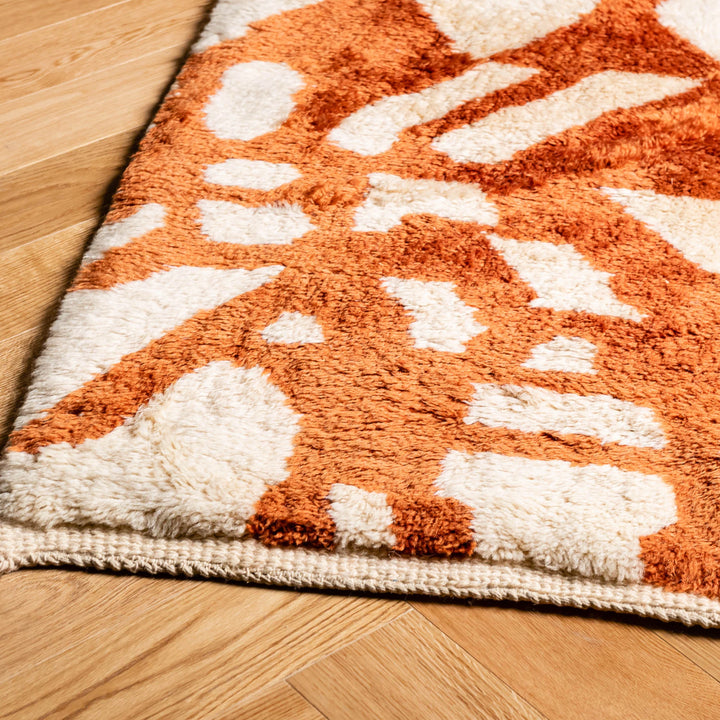 Terracotta Lattice Moroccan Wool Rug – Berber Handmade Style