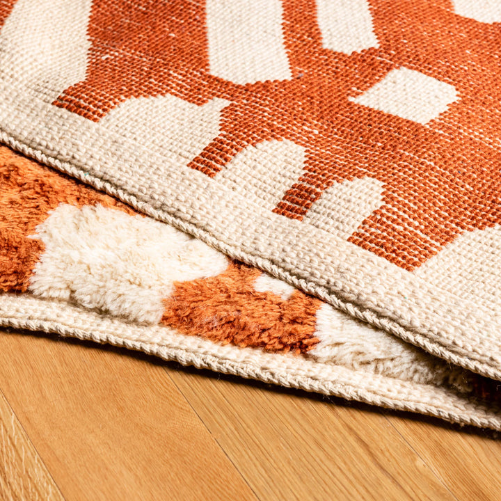 Terracotta Lattice Moroccan Wool Rug – Berber Handmade Style