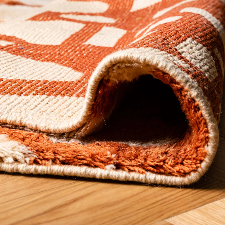Terracotta Lattice Moroccan Wool Rug – Berber Handmade Style