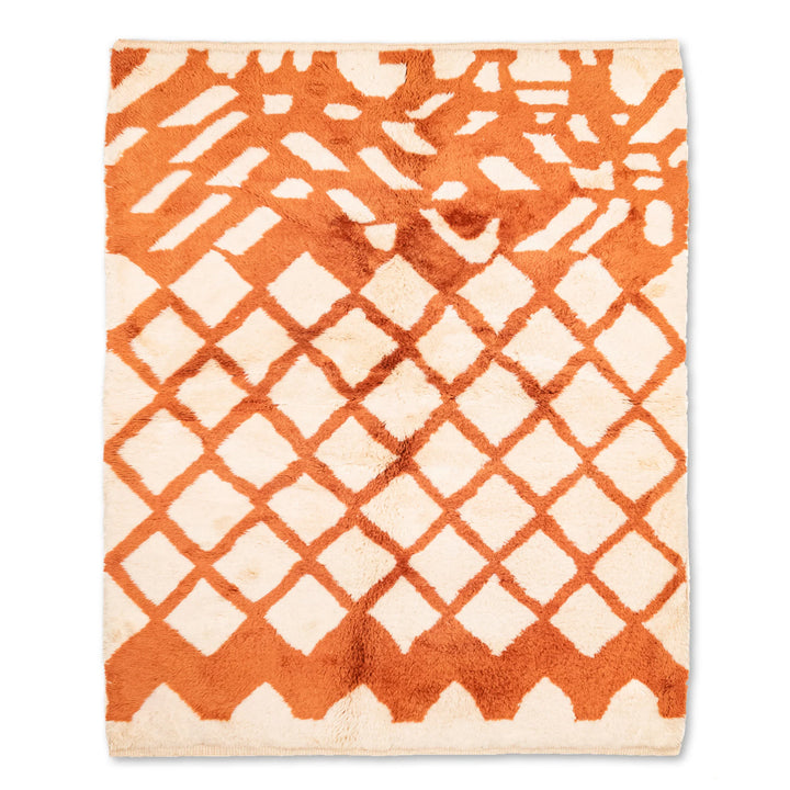 Terracotta Lattice Moroccan Wool Rug – Berber Handmade Style