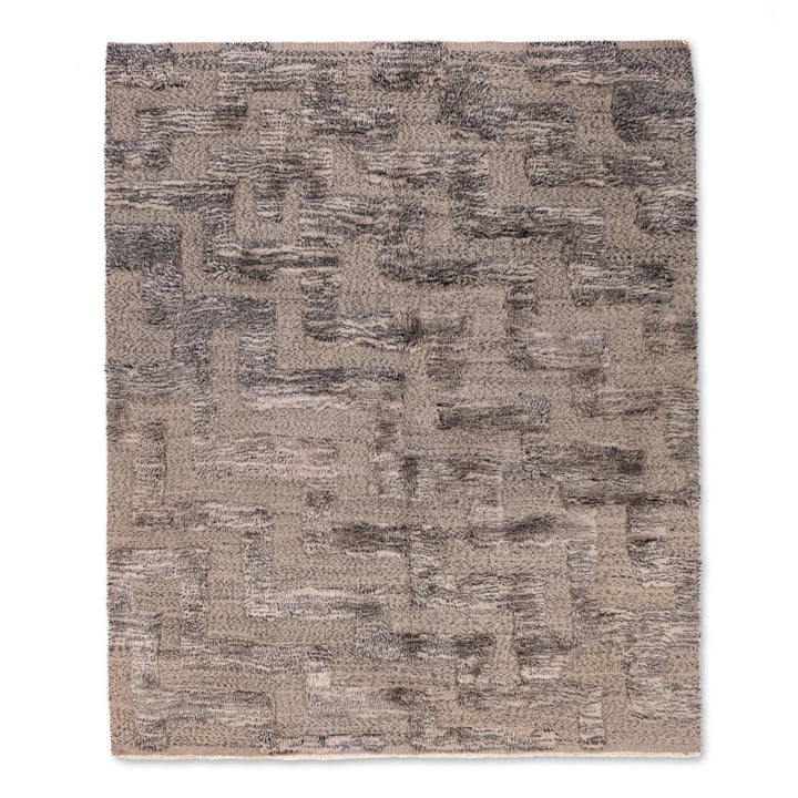 Textured Gray Wool Rug – Handwoven Modern Moroccan Style