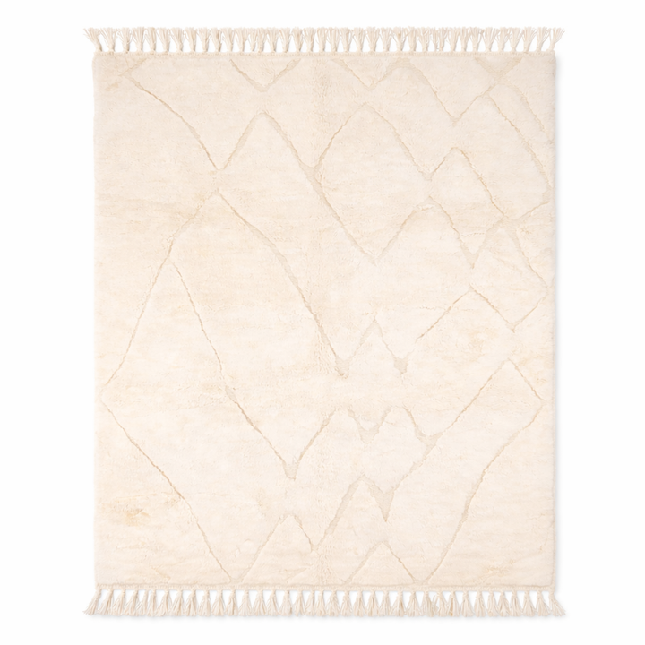 Tone-on-Tone Mountain Wool Rug – Minimalist Moroccan Design - White natural wool