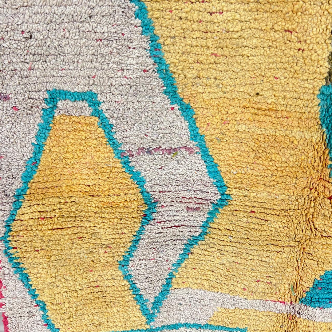 Vintage Moroccan wool rug 751 – handmade colorful geometric abstract Berber carpet 260 × 155 cm (8.53 × 5.08 ft).