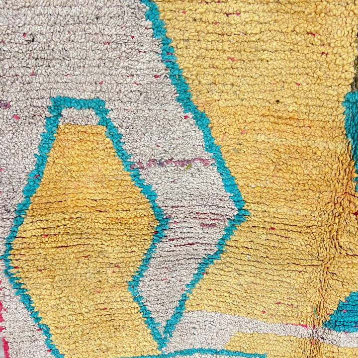 Vintage Moroccan wool rug 751 – handmade colorful geometric abstract Berber carpet 260 × 155 cm (8.53 × 5.08 ft).