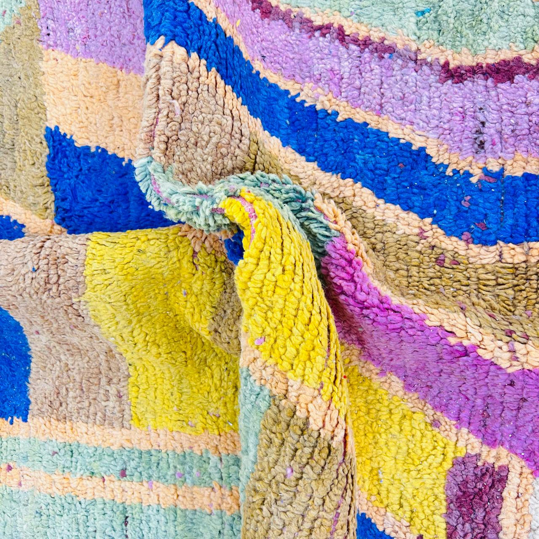 Vintage Moroccan rug with abstract flowing Berber design handmade from natural wool