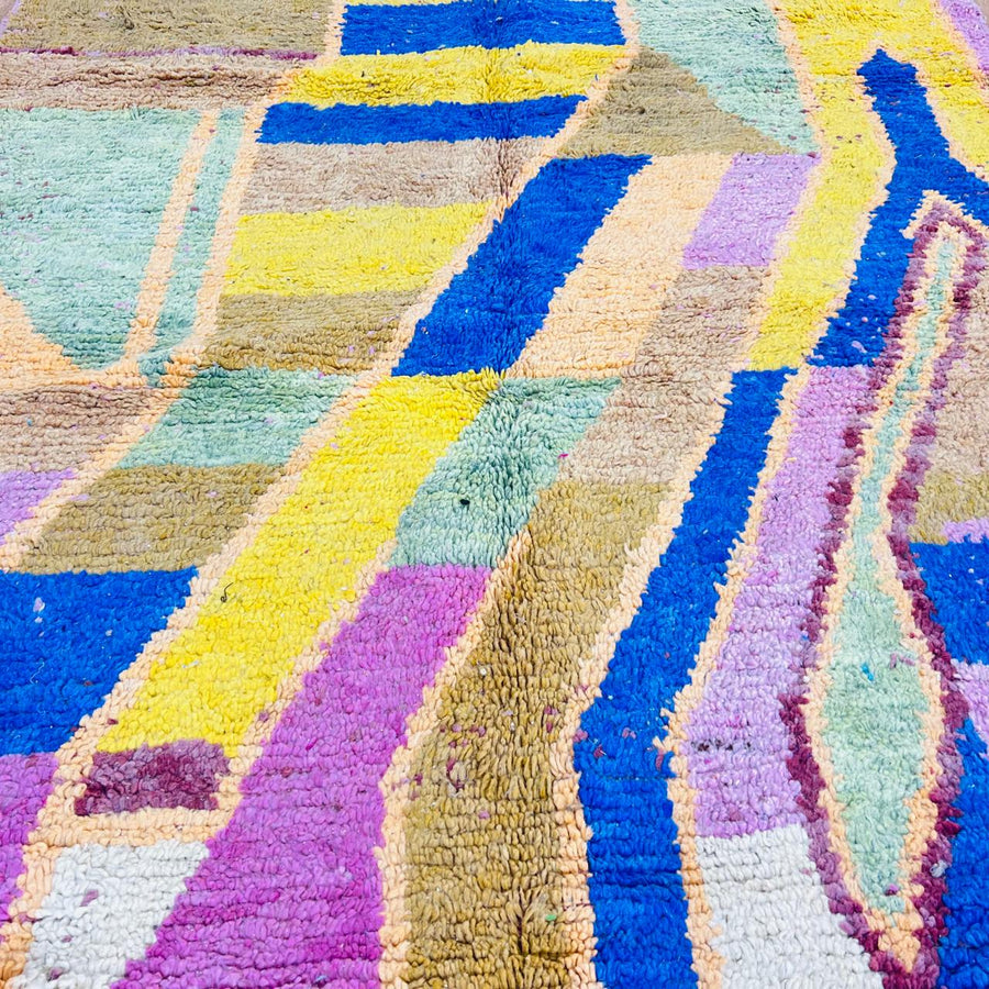 Vintage Moroccan rug with abstract flowing Berber design handmade from natural wool