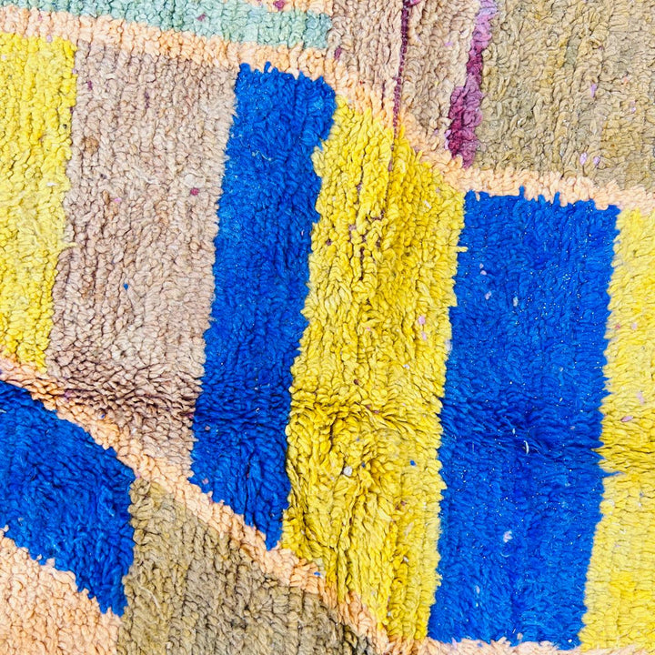 Vintage Moroccan rug with abstract flowing Berber design handmade from natural wool