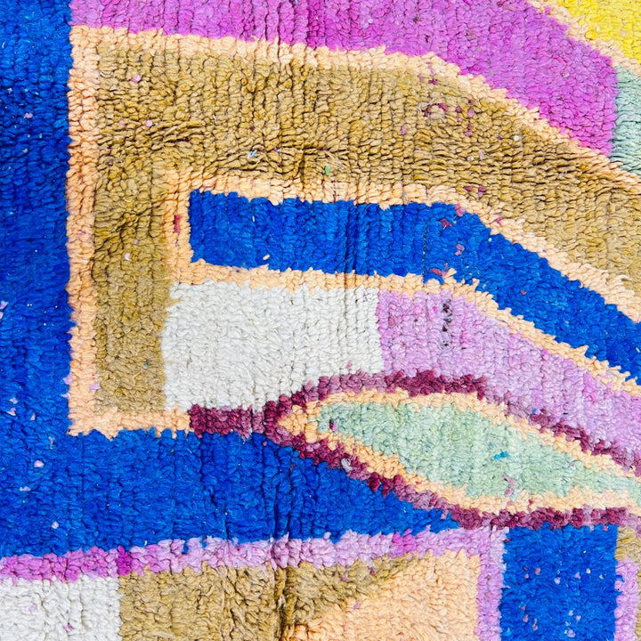 Vintage Moroccan rug with abstract flowing Berber design handmade from natural wool