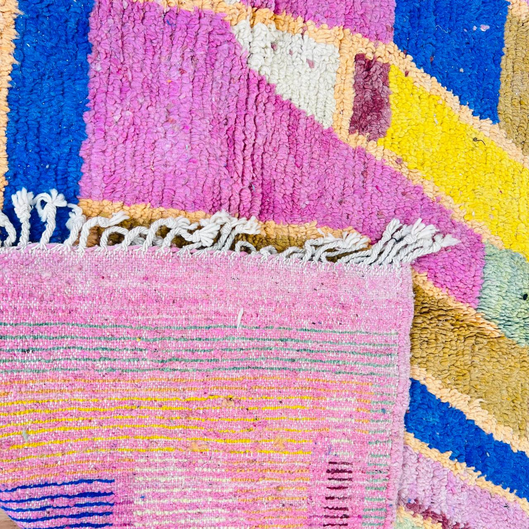 Vintage Moroccan rug with abstract flowing Berber design handmade from natural wool