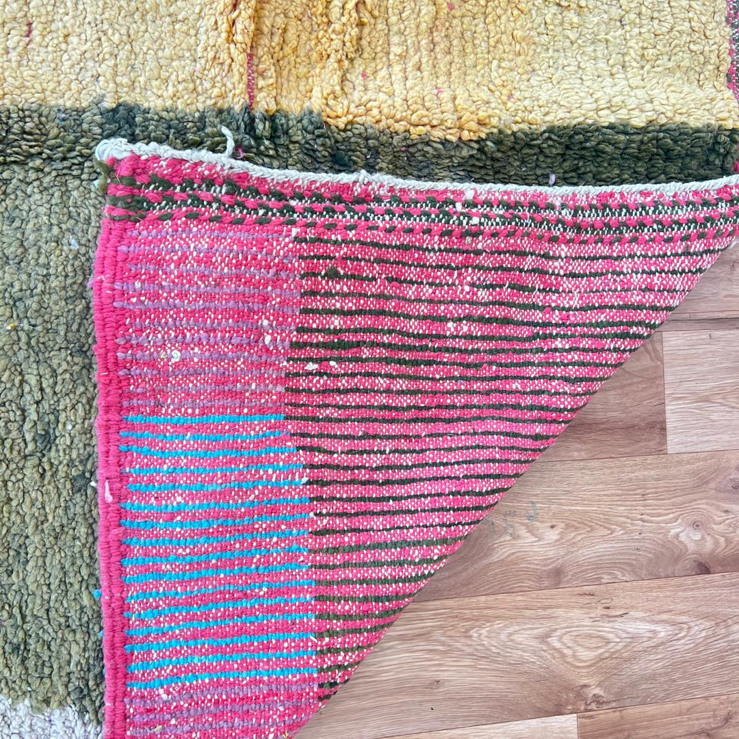 Vintage Moroccan wool rug 751 – handmade colorful geometric abstract Berber carpet 260 × 155 cm (8.53 × 5.08 ft).