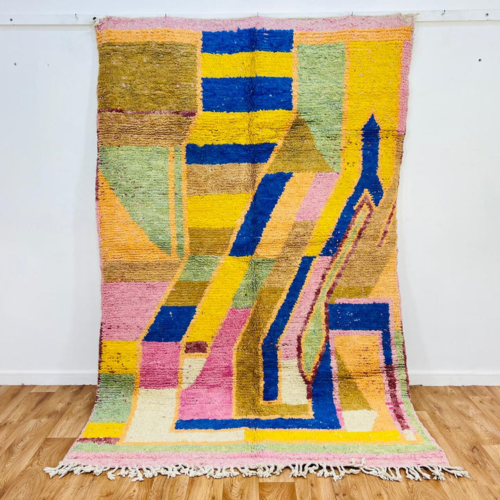 Vintage Moroccan rug with abstract flowing Berber design handmade from natural wool