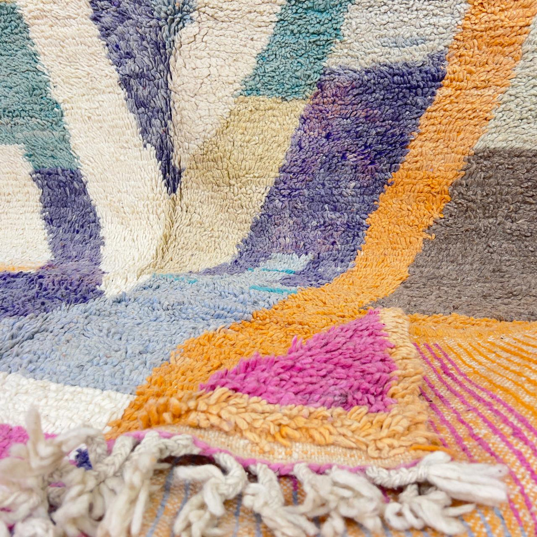 Vintage Moroccan wool rug colorful abstract handmade Berber area rug
