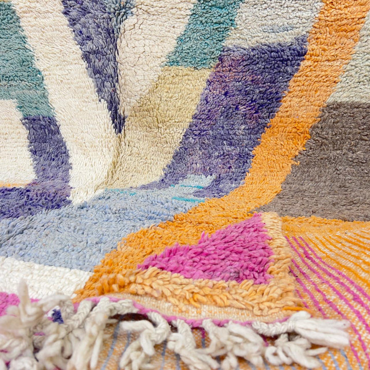 Vintage Moroccan wool rug colorful abstract handmade Berber area rug