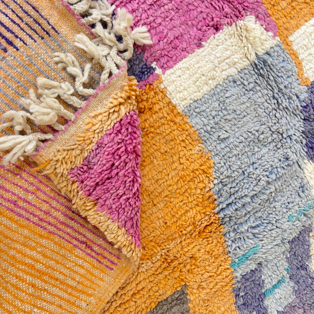 Vintage Moroccan wool rug colorful abstract handmade Berber area rug