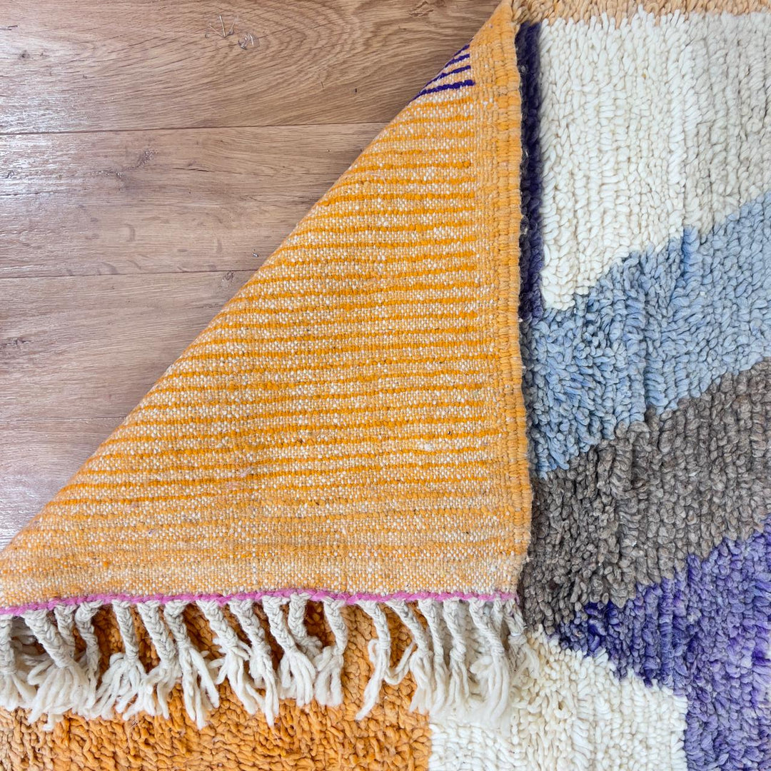 Vintage Moroccan wool rug colorful abstract handmade Berber area rug