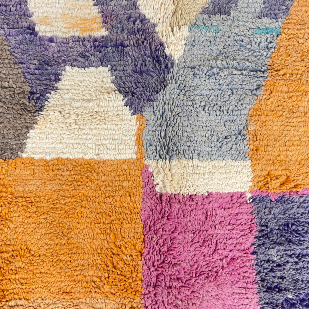 Vintage Moroccan wool rug colorful abstract handmade Berber area rug