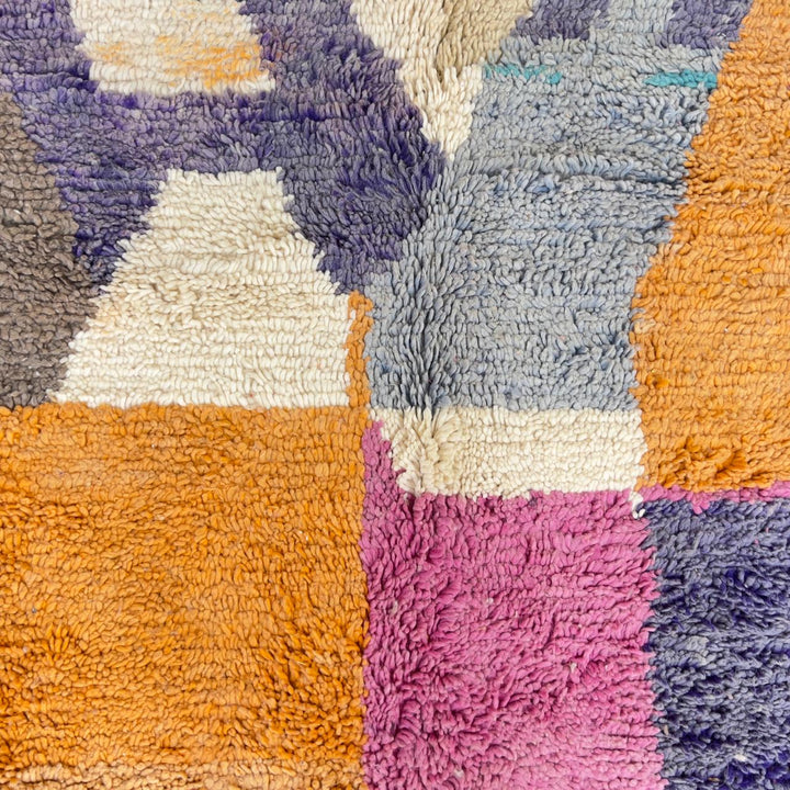 Vintage Moroccan wool rug colorful abstract handmade Berber area rug