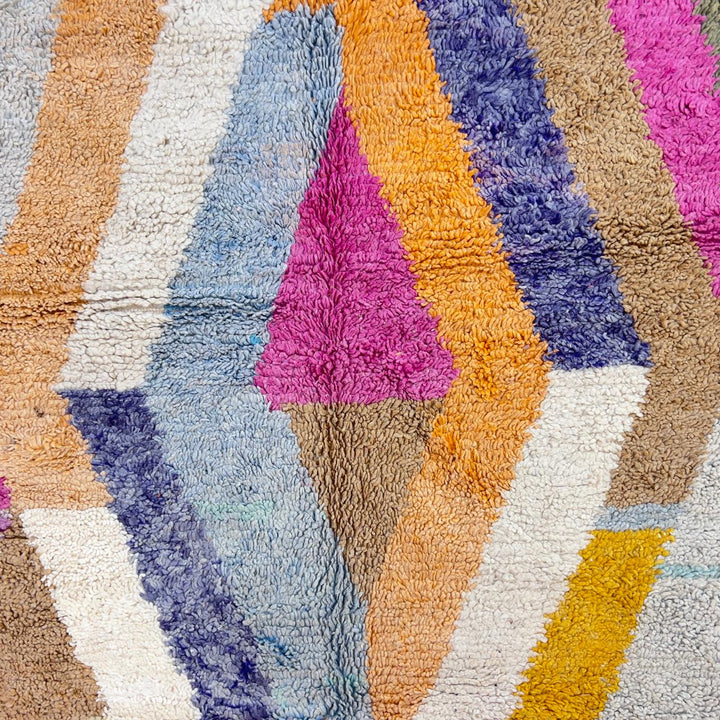 Vintage Moroccan wool rug colorful abstract handmade Berber area rug