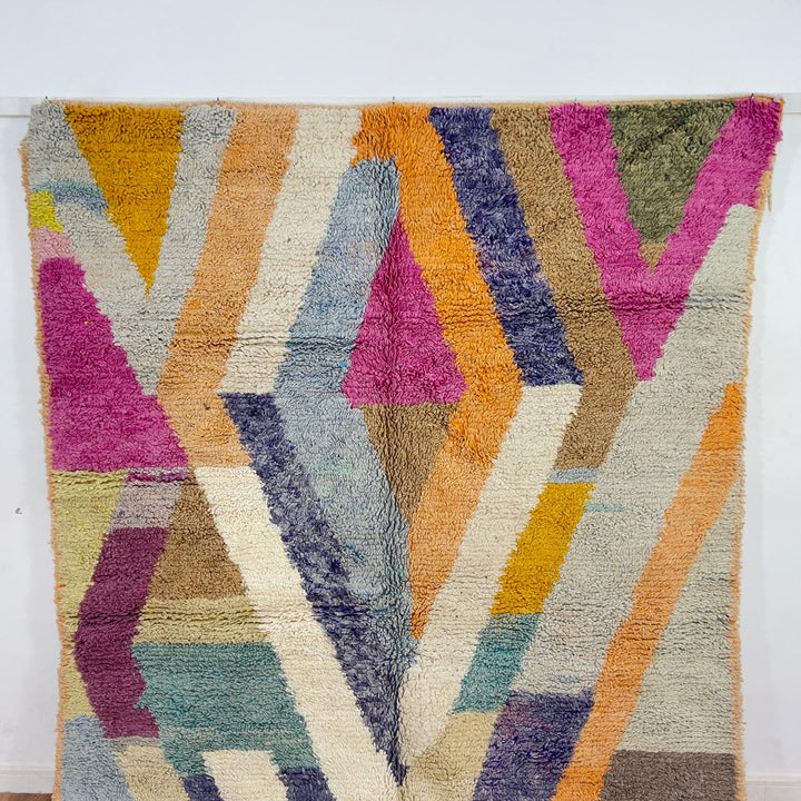 Vintage Moroccan wool rug colorful abstract handmade Berber area rug