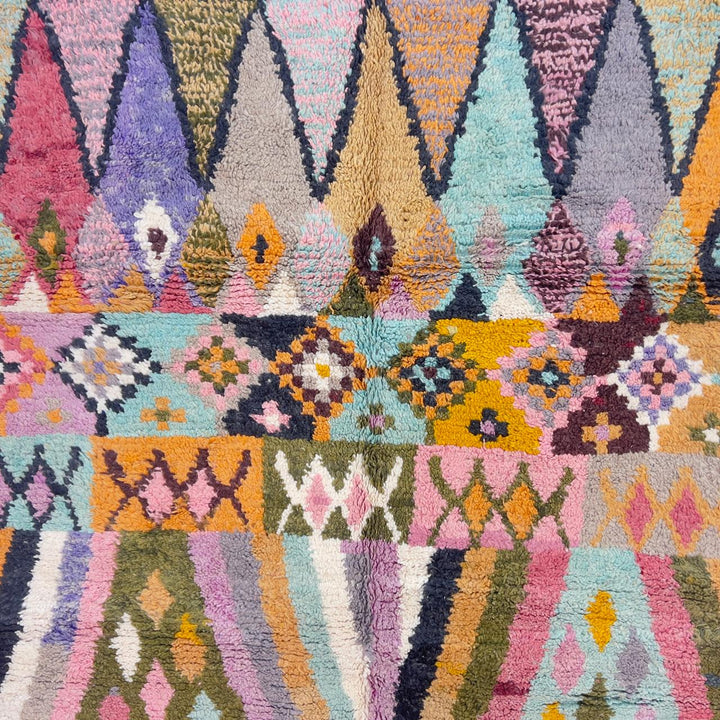 Vintage Moroccan wool rug colorful geometric berber tribal design