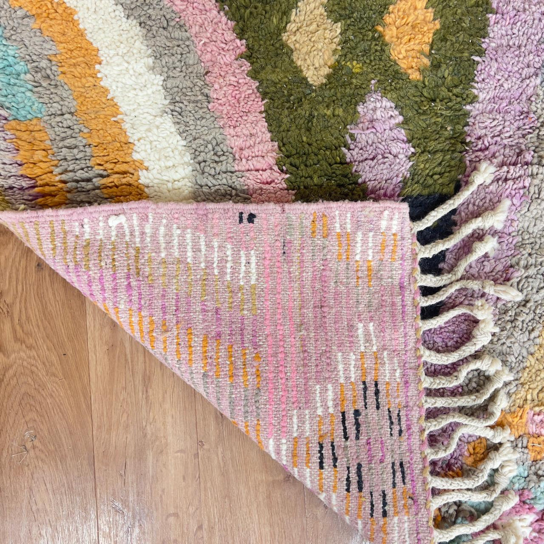 Vintage Moroccan wool rug colorful geometric berber tribal design