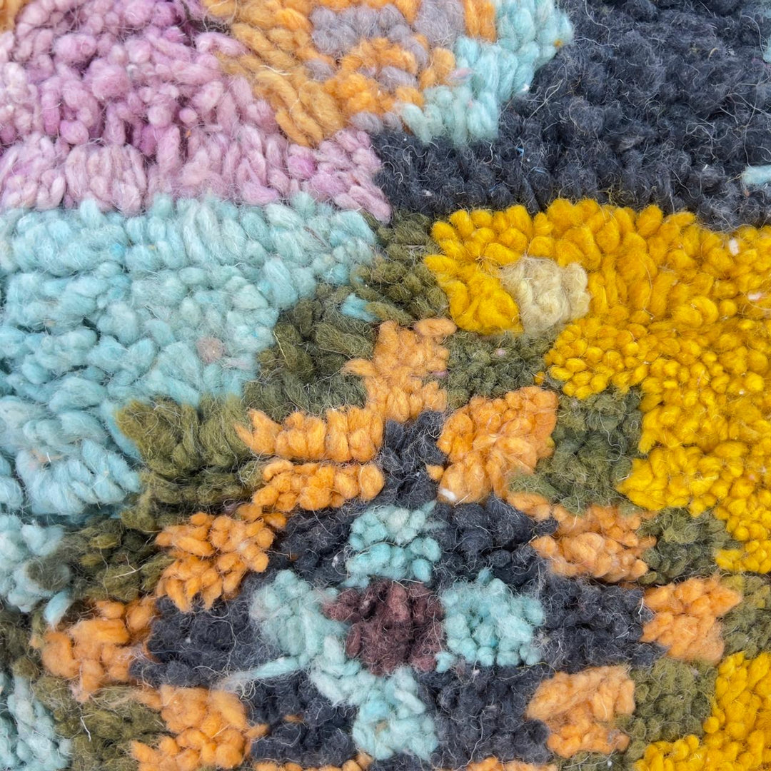 Vintage Moroccan wool rug colorful geometric berber tribal design