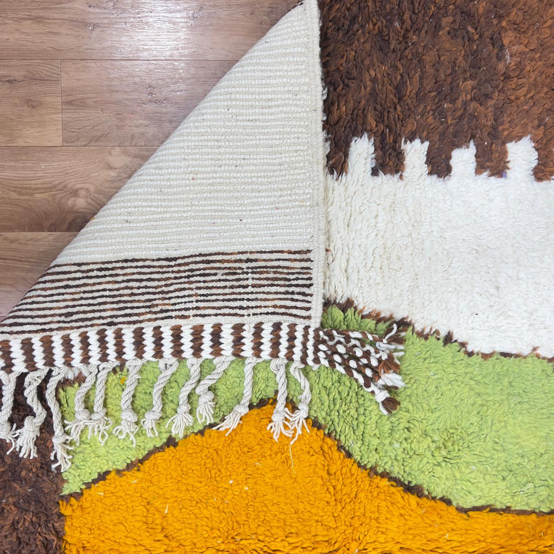 Vintage Moroccan wool rug abstract geometric ivory handmade Berber rug