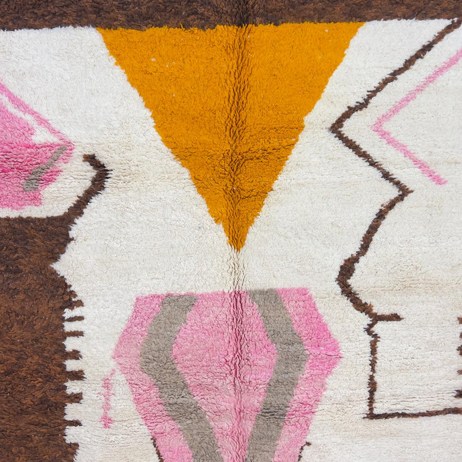 Vintage Moroccan wool rug abstract geometric ivory handmade Berber rug