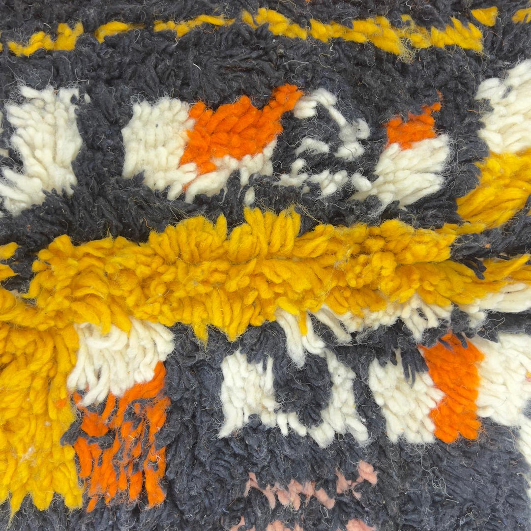Vintage Moroccan wool rug abstract design ivory handmade Berber rug