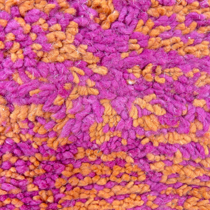 Vintage Moroccan wool rug in orange and magenta with geometric tribal pattern handmade Berber rug