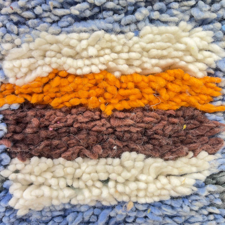 Vintage Moroccan wool rug with colorful diamond patterns on grey background and turquoise border handmade Berber carpet