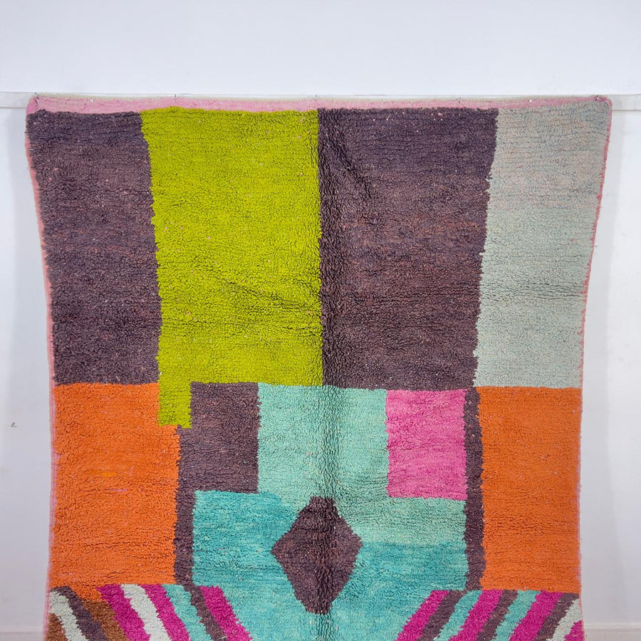 Handmade Moroccan wool rug with colorful abstract geometric pattern large size