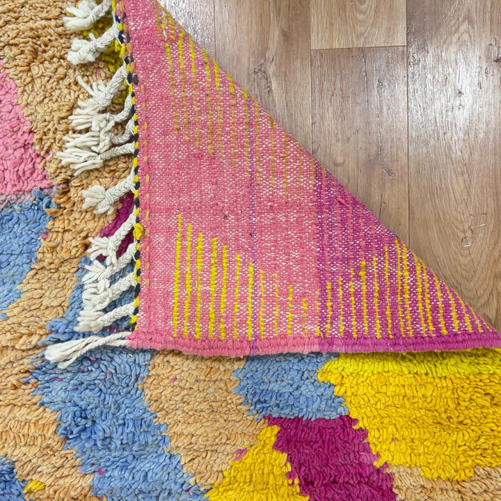 Vintage Moroccan wool rug zigzag colorful berber carpet 306x205 cm handmade
