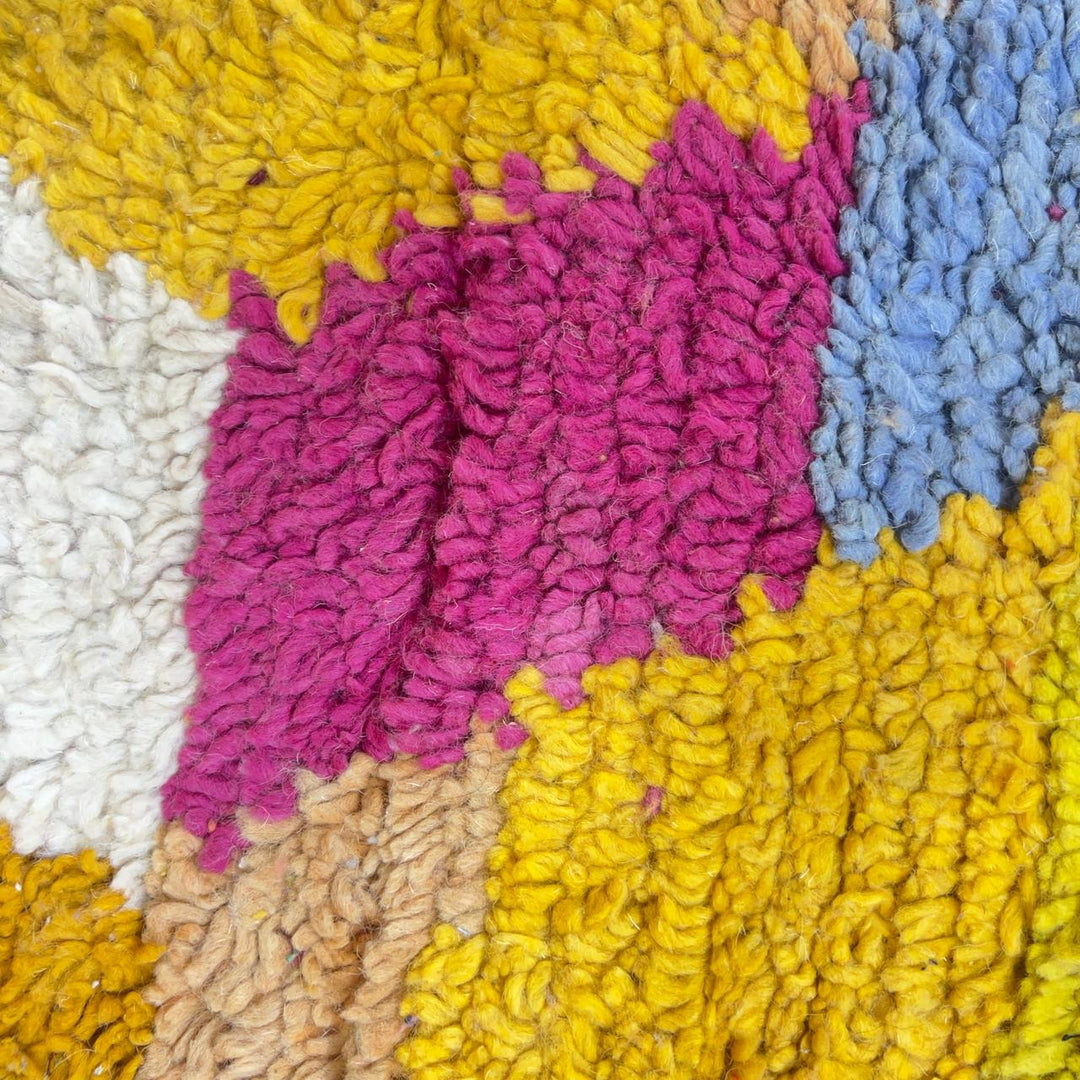 Vintage Moroccan wool rug zigzag colorful berber carpet 306x205 cm handmade