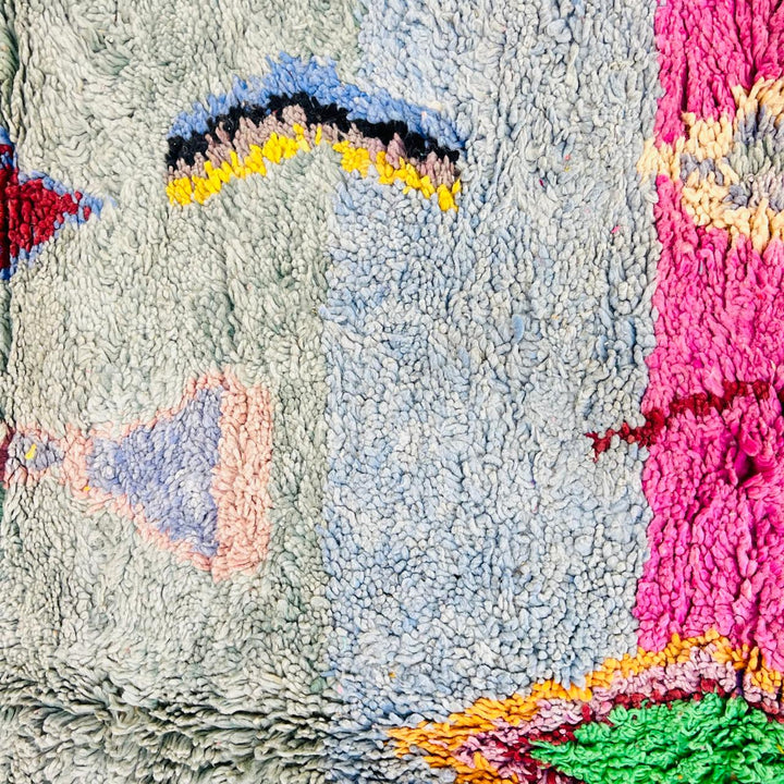 Vintage Moroccan wool rug with colorful Berber diamond and stripe patterns