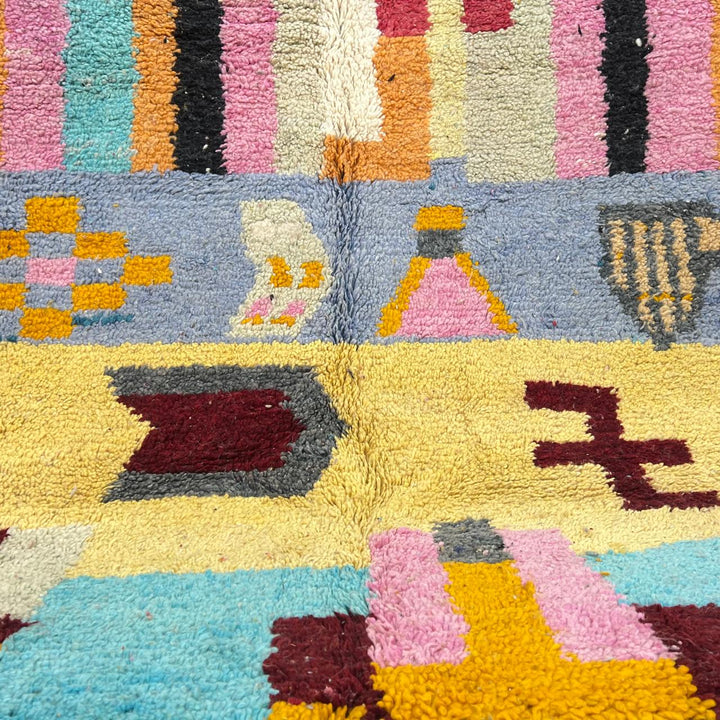 Vintage colorful striped Moroccan Berber rug 253x155 cm