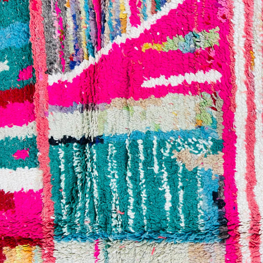 Colorful vintage Moroccan wool rug with patchwork Berber pattern, handmade in Morocco, 262 x 170 cm