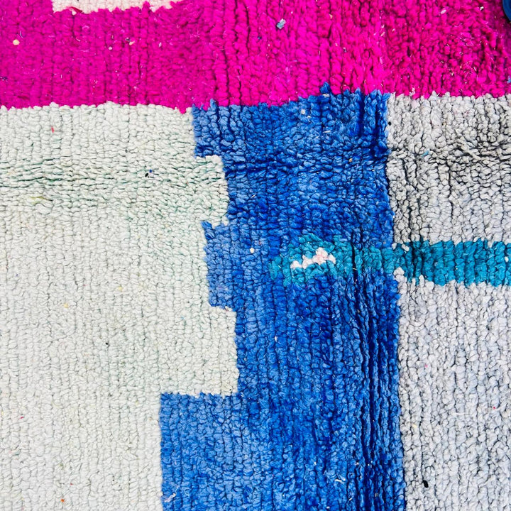Vintage Moroccan rug handmade from abstract Berber wool design, 246x158 cm